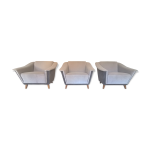 Trio de fauteuils club ann�es 50 gris