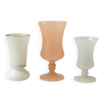 Trio de petits vases anciens en opaline et porcelaine - annes 50