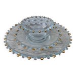 Trio de plats en verre perl� dor�