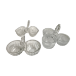 Trio de salires dpareilles en verre press moul annes 50