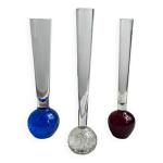 Trio de vases type soliflore en verre pieds boule