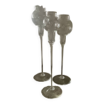 Trio de vases sur pied en verre souffl