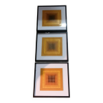 Triptyque art optique - 3 tableaux vintage - victor vasarely - cadres