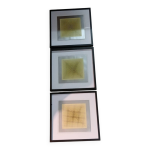 Triptyque art optique - 3 tableaux vintage - victor vasarely - cadres