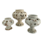 Trois bougeoirs photophores cramique saint - uze dbut xxme