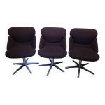 Trois fauteuil wilkhann pivotants tissue + coque sign 1970