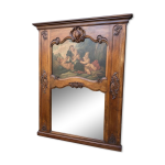 Trumeau ancien napol�on iii en bois sculpt� et d�cor peint xixe si�cle