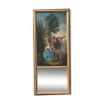 Trumeau miroir peinture scne galante bois dor