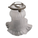 Tulipe abat jour de lampe pate de verre et sa griffe laiton