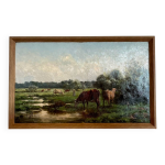 Vaches au pturage, huile sur toile, tableau ancien