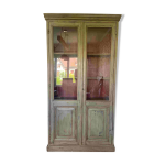 Vaisselier ancien bois vert patin