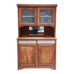 Vaisselier art déco en pin, vitres biseautées Vaisselier art déco en pin, vitres biseautées