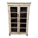 Vaisselier vitr� en teck laqu� beige