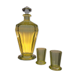 Val saint lambert shaker / karaf � montmartre � avec 2 gla�ages en verre d'uranium c