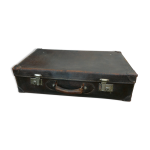 Valise en cuir marron intrieur tissu