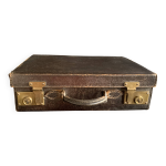 Valise de voyage en cuir grain noir, annes 1920