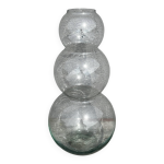 Vase 70s - 3 boules superposes verre transparent h 50 cm