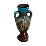 Vase amphore en barbotine, cramique maille de style vallauris vintage