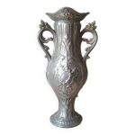 Vase amphore en tain style art nouveau