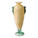 Vase amphore, moucheté jaune. style murano. en verre soufflé. haut 28 cm Vase amphore, moucheté jaune. style murano. en verre soufflé. haut 28 cm
