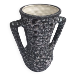 Vase ancien annette roux fat lava c�ramique �cumes gris & blanc vintag