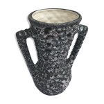Vase ancien avec anses cramique cumes gris & blanc vintage