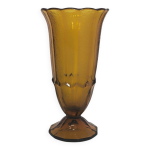 Vase ancien art dco en verre ambr