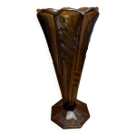 Vase ancien art dco verre moul gris fum dcoration vintage