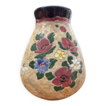Vase ancien en c�ramique de vallauris sign� j. massier � d�cor floral