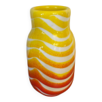 Vase ancien pop art cramique jaune orange rouge made in italy 70 s