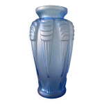 Vase art dco bleu sign espaivet france