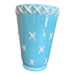 Vase art dco en cramique turquoise et blanche st clment