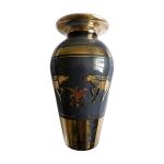 Vase art dco gazelle antilope verre glomis noir & or