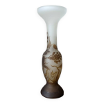 Vase art dco pte de verre sign macau inspiration gall dcor vgtal