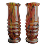Vases art dco en verre iris de bohme