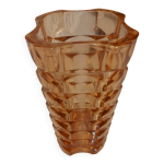 Vase art dco en verre moul ambr