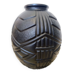 Vase art dco en verre moul press pourpre dans le got de pierre d'avesn