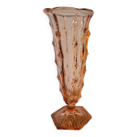 Vase art dco en verre rose