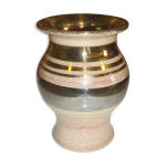Vase beige ros� et or de georges pelletier en c�ramique