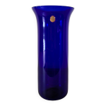 Vase de bohme en verre bleu cobalt