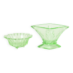 Vase et bol art dco en verre vert, annes 1930