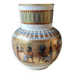 Vase boule ak. kaiser / germany. dcor scnes mythologie gyptienne / pharaon tut ankh. en porcelaine ...