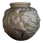 Vase boule art dco en verre dpoli.