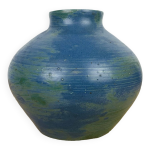 Vase boule cramique bleu