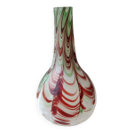 Vase boule col chemine. style murano. design tourbillons flamms / volutes fume multicolores. dim 27 ...