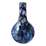 Vase boule design en verre d art souffl, style murano. mouchet multicolores / volutes de fume. dim ...