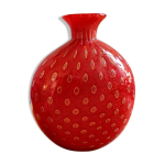 Vase boule rouge en verre soufflé murano italie années 70 Vase boule rouge en verre soufflé murano italie années 70