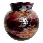 Vase boule en verre laqu sign jean noel bouillet