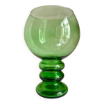 Vase boule en verre vert
