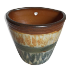 Vase bouqueti�re cache - pot gr�s �maill� de bouffioulx sign� dubois